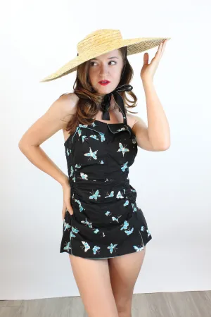 1950s NOVELTY PRINT butterfly romper playsuit swimsuit xs small | new spring