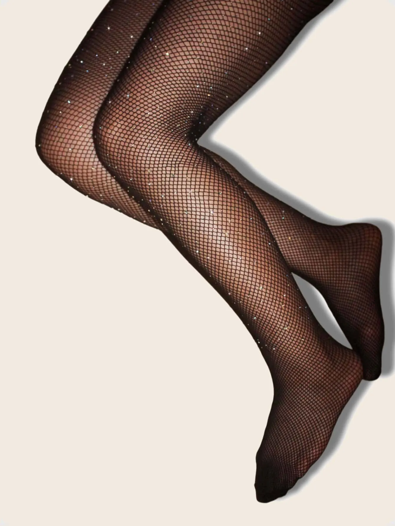 3pairs Rhinestone Decor Fishnet Mesh Tights - Black- FD ⚡