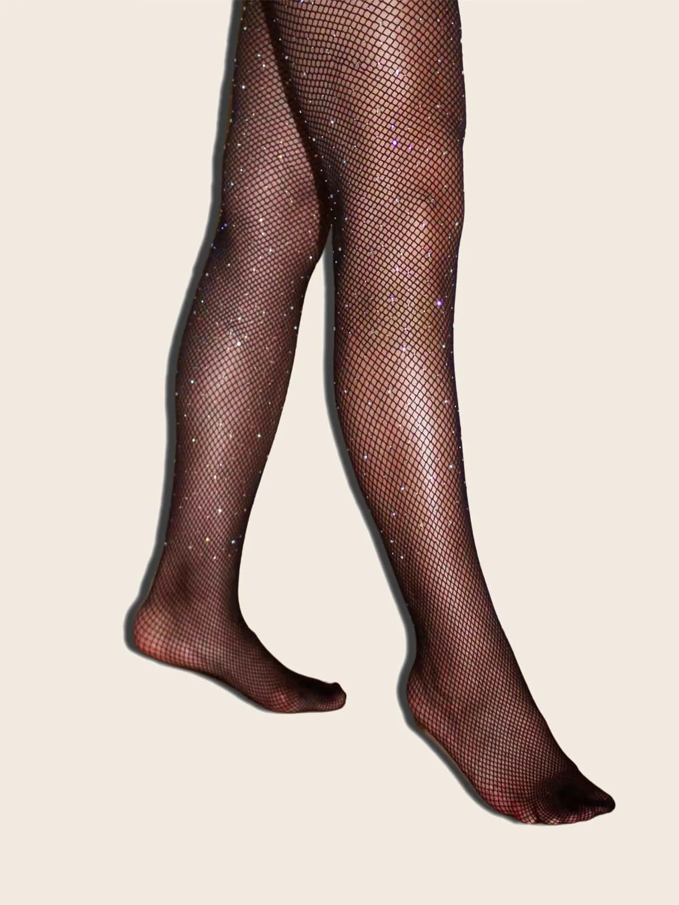 3pairs Rhinestone Decor Fishnet Mesh Tights - Black- FD ⚡
