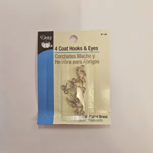 4 Sew-On Coat Hooks & Eyes