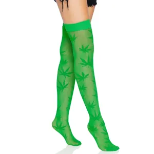 420 Net Thigh Highs Green