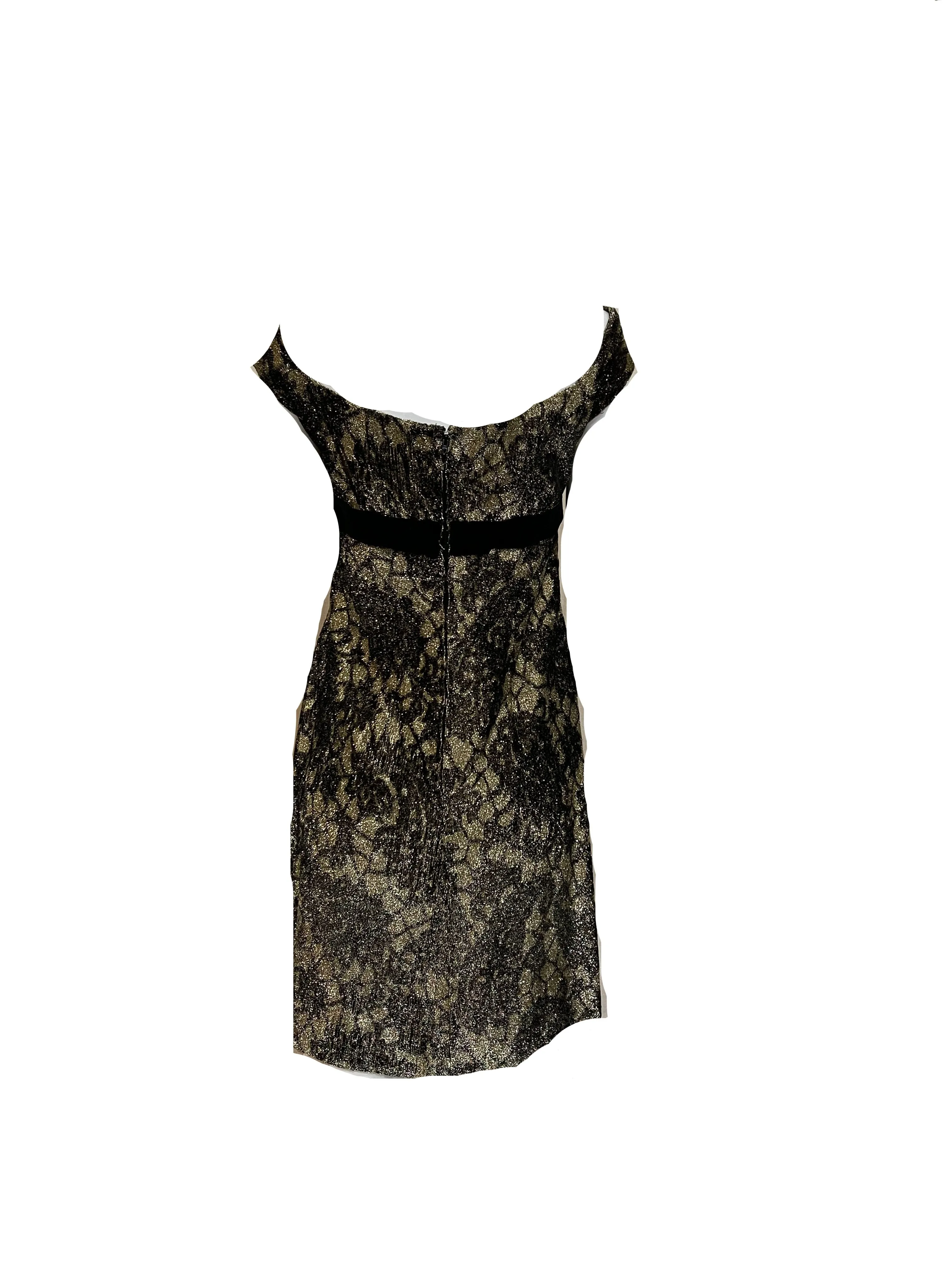 60s John Artibello Gold and Black Eyelash Party Dress
