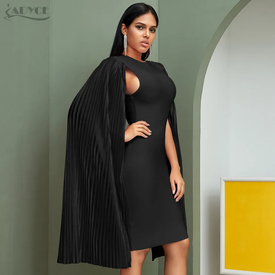 ADYCE 2020 Neue Herbst Schwarz Lange Flügel Hülse Frauen Bodycon Verband Kleid Promi Midi Abend Runway Party Club Kleid
