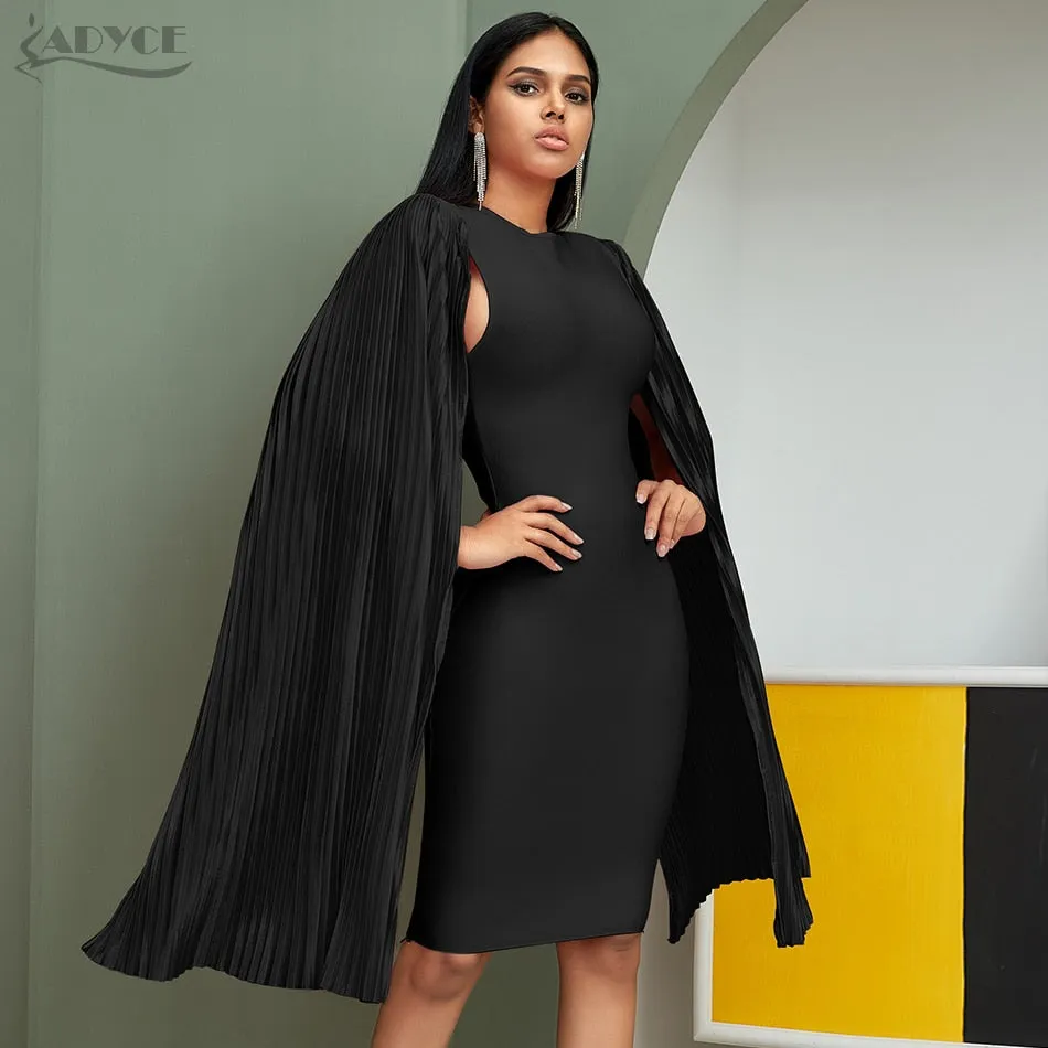 ADYCE 2020 Neue Herbst Schwarz Lange Flügel Hülse Frauen Bodycon Verband Kleid Promi Midi Abend Runway Party Club Kleid