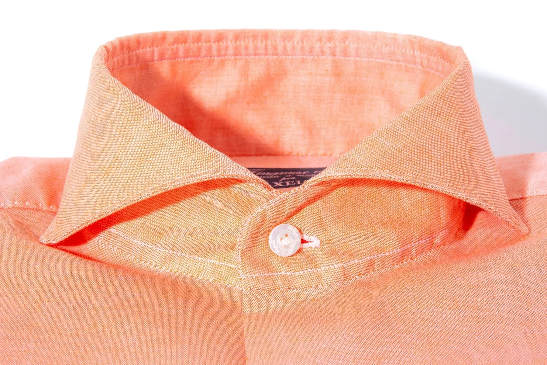 Andorra Carlo Riva Cotton Linen Shirt In Tangerine