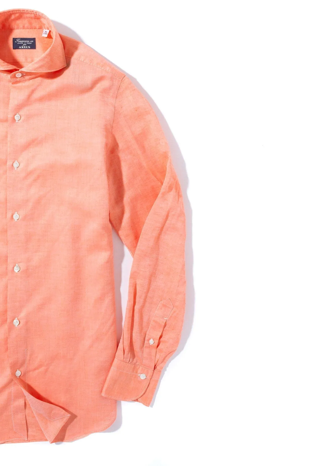 Andorra Carlo Riva Cotton Linen Shirt In Tangerine