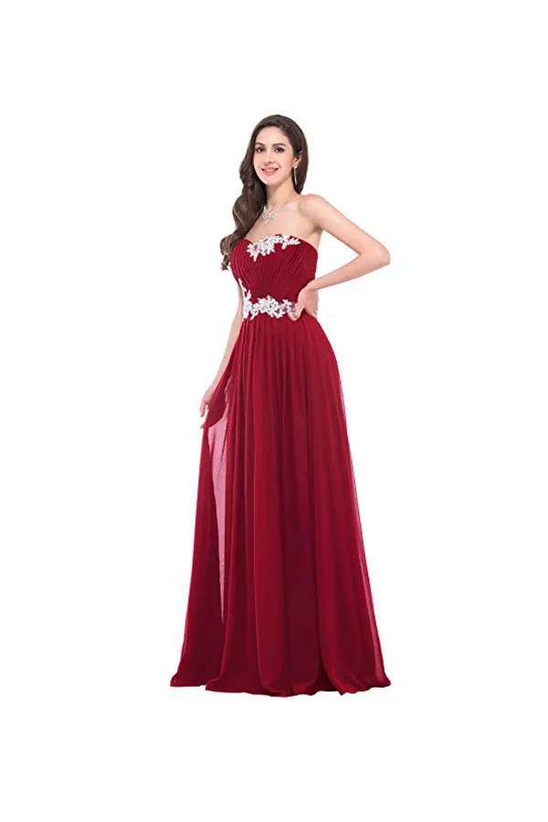 Anneprom Strapless Long Evening Dress With Appliques Prom Dresses APB0035
