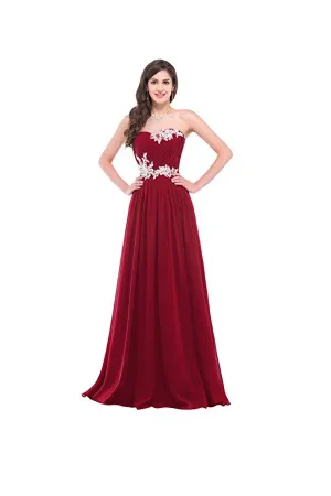 Anneprom Strapless Long Evening Dress With Appliques Prom Dresses APB0035