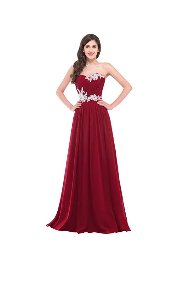 Anneprom Strapless Long Evening Dress With Appliques Prom Dresses APB0035