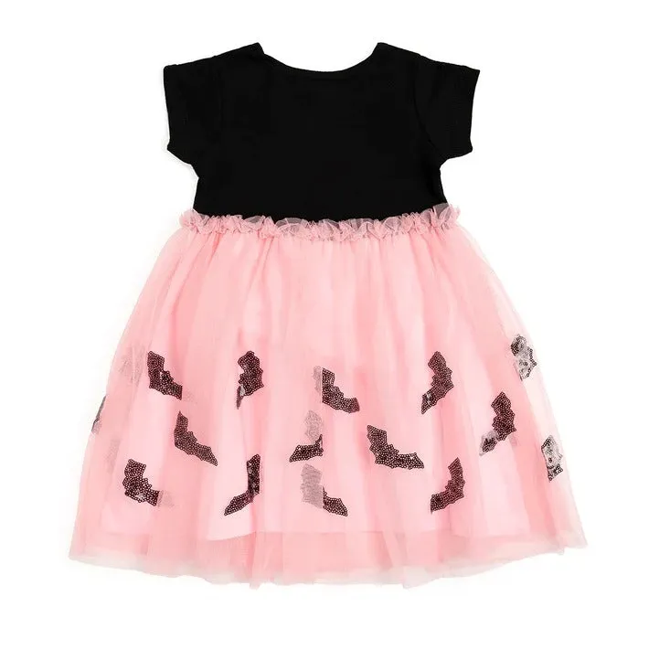 Bat Halloween Short Sleeve Tutu Dress