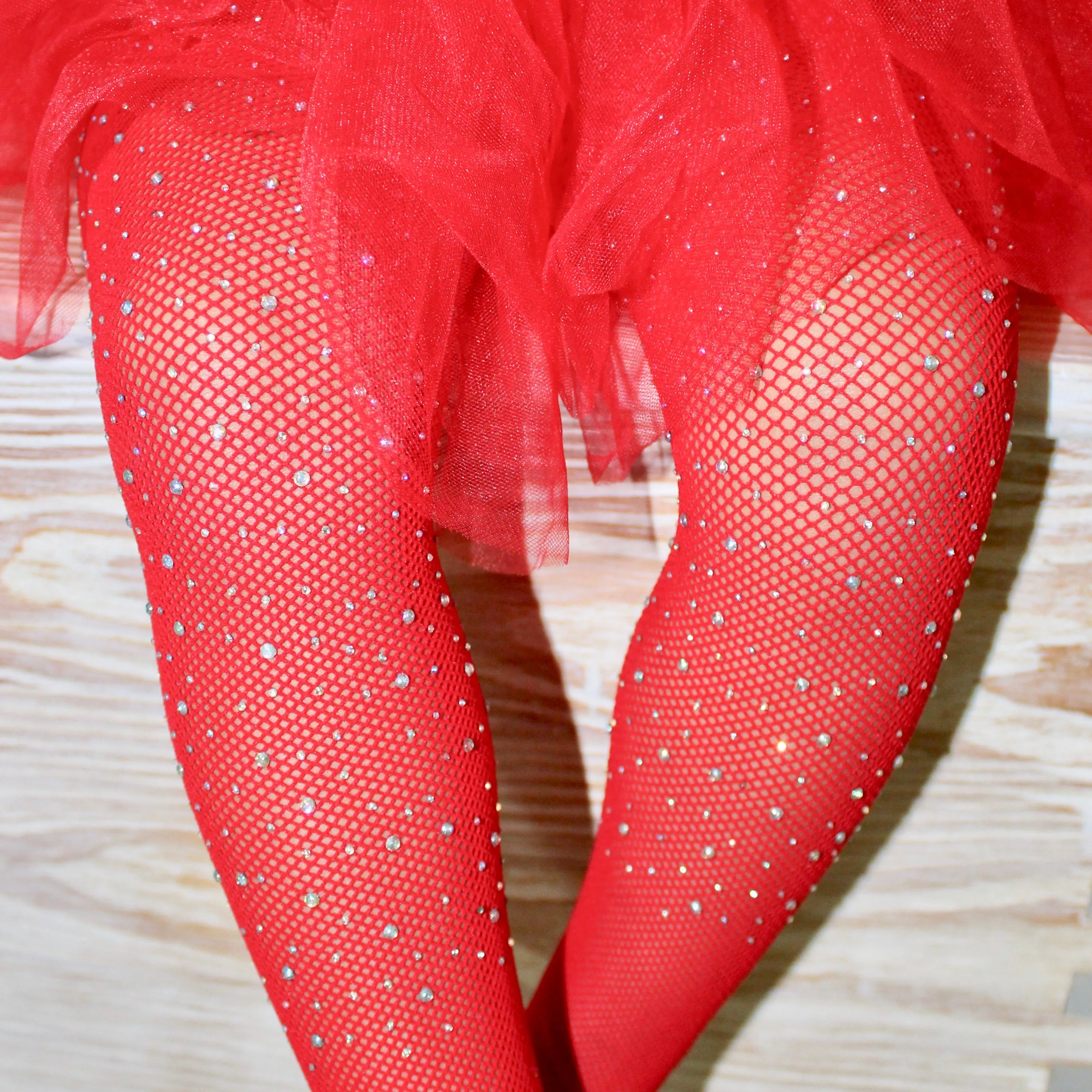 Bedazzled Rhinestone Red Tights KIDS