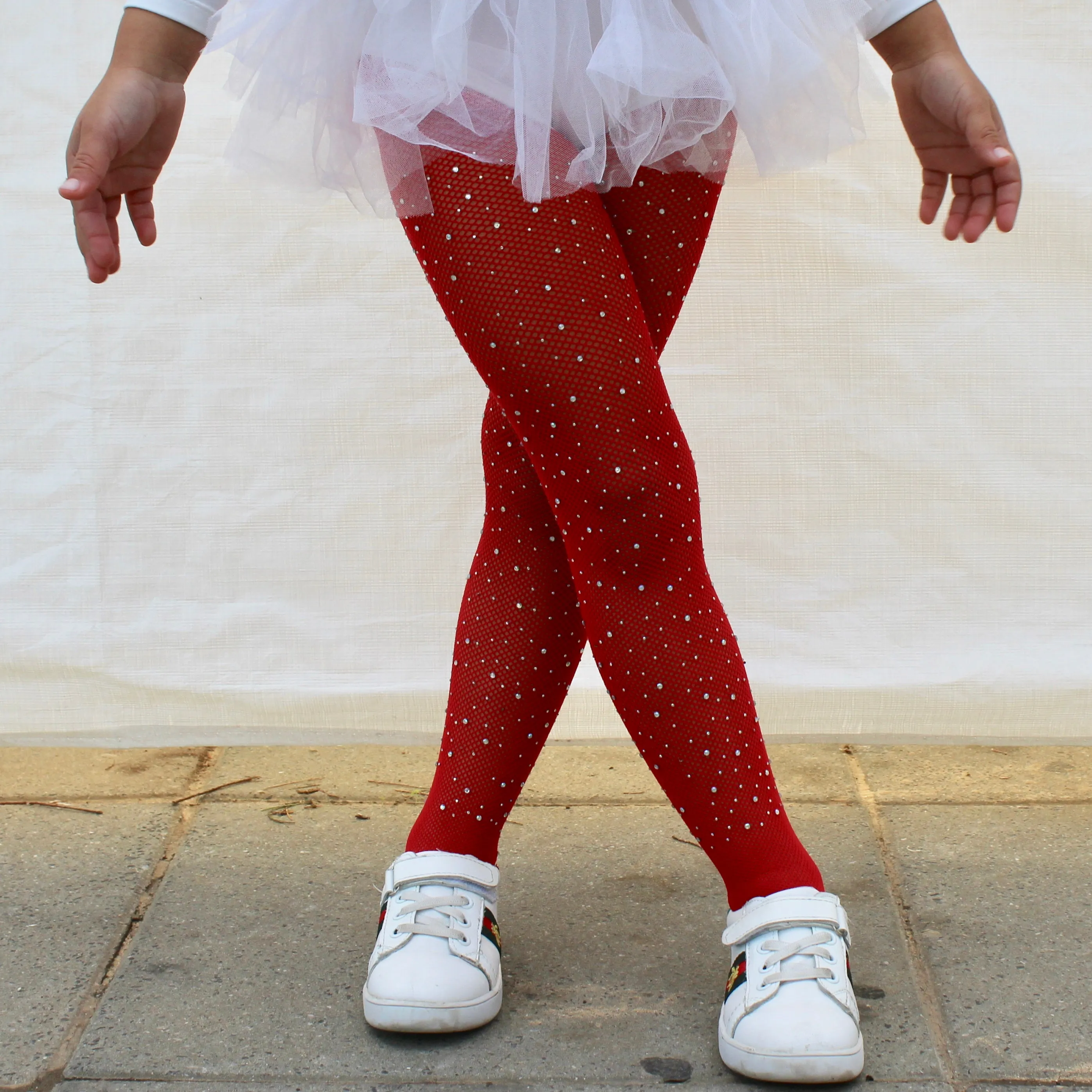Bedazzled Rhinestone Red Tights KIDS