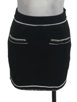 Black Contrast Knit Skirt