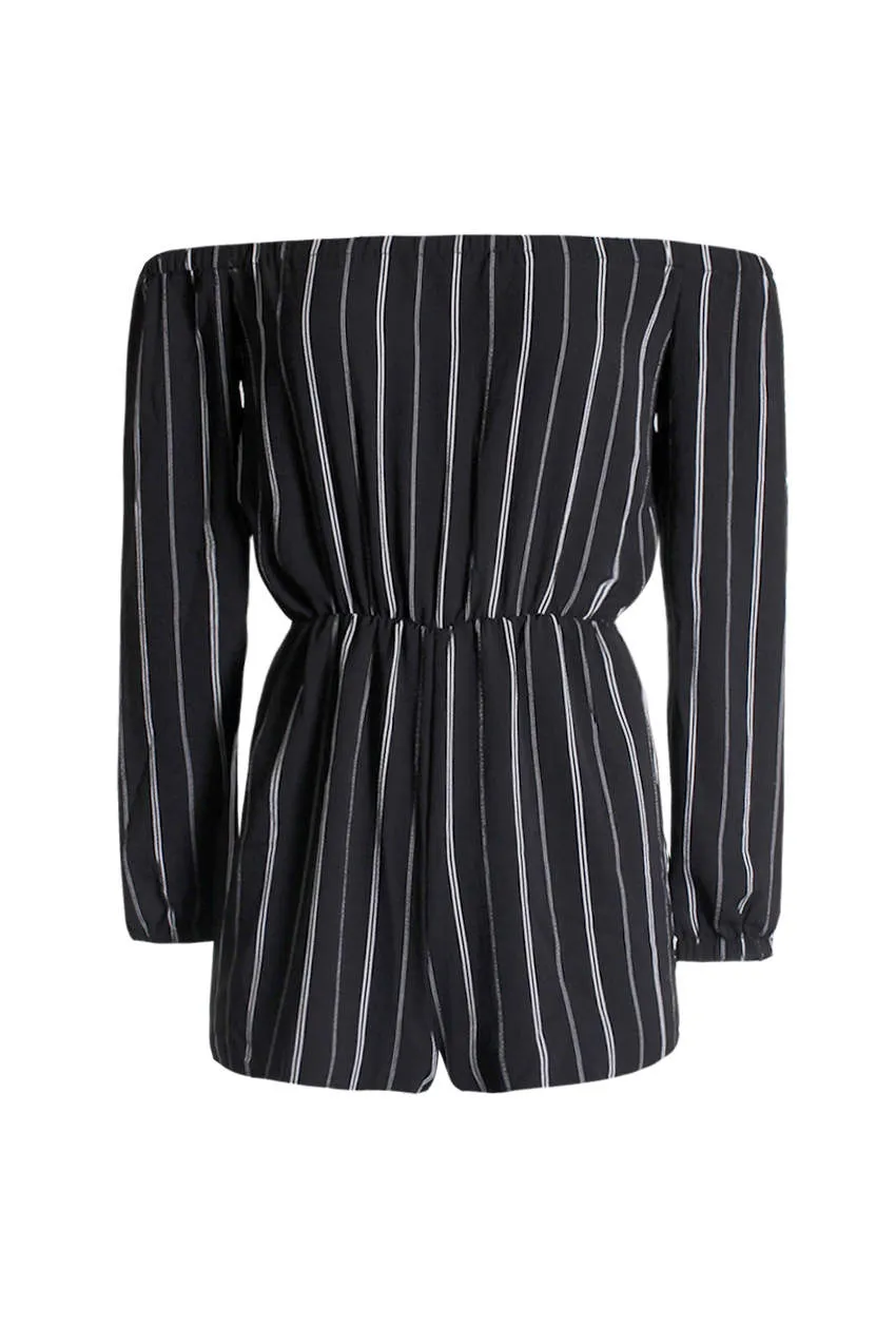 Black Striped Playsuit