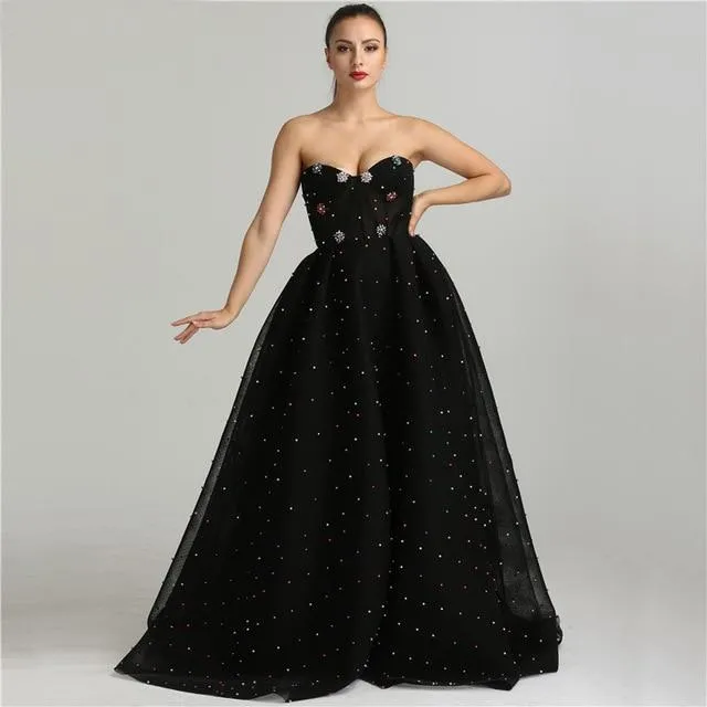 Black Sweetheart Sexy Tulle Prom Dress