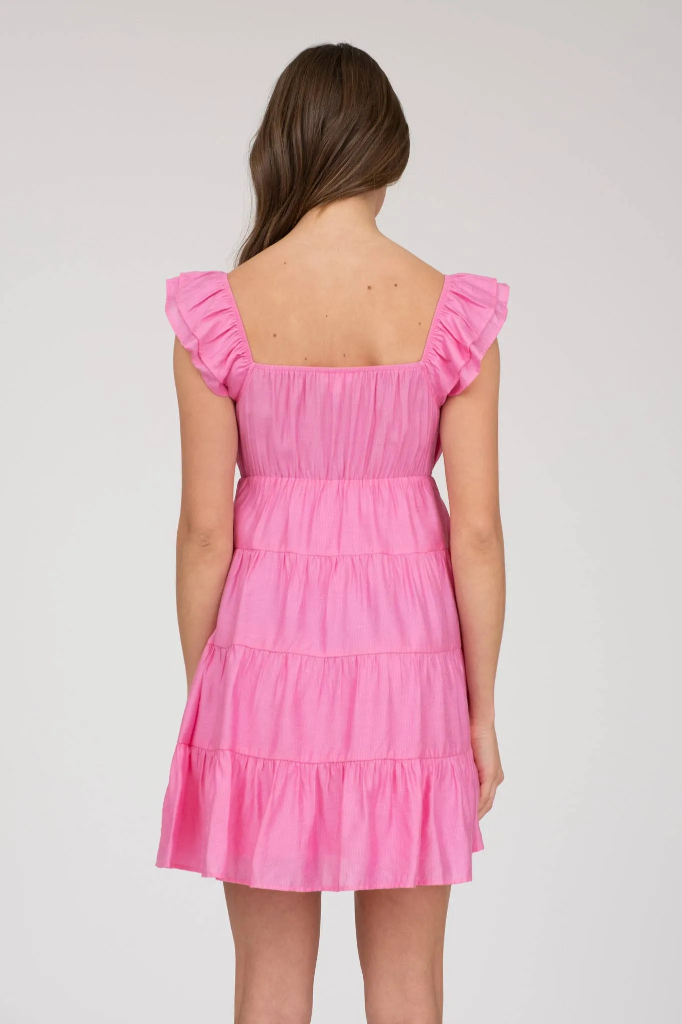 Blu Pepper V-Neck Tiered Baby Doll Mini Dress CR2185
