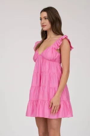 Blu Pepper V-Neck Tiered Baby Doll Mini Dress CR2185