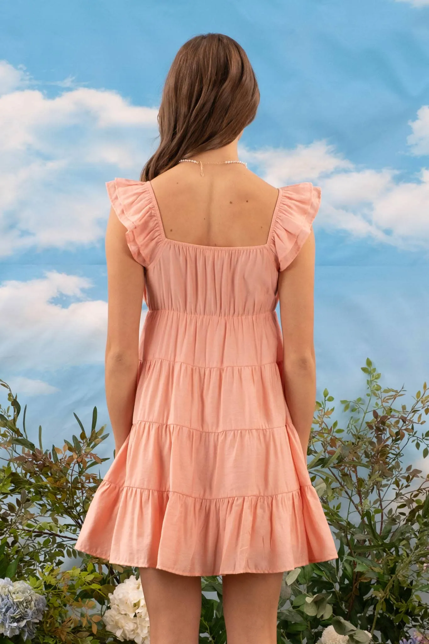 Blu Pepper V-Neck Tiered Baby Doll Mini Dress CR2185