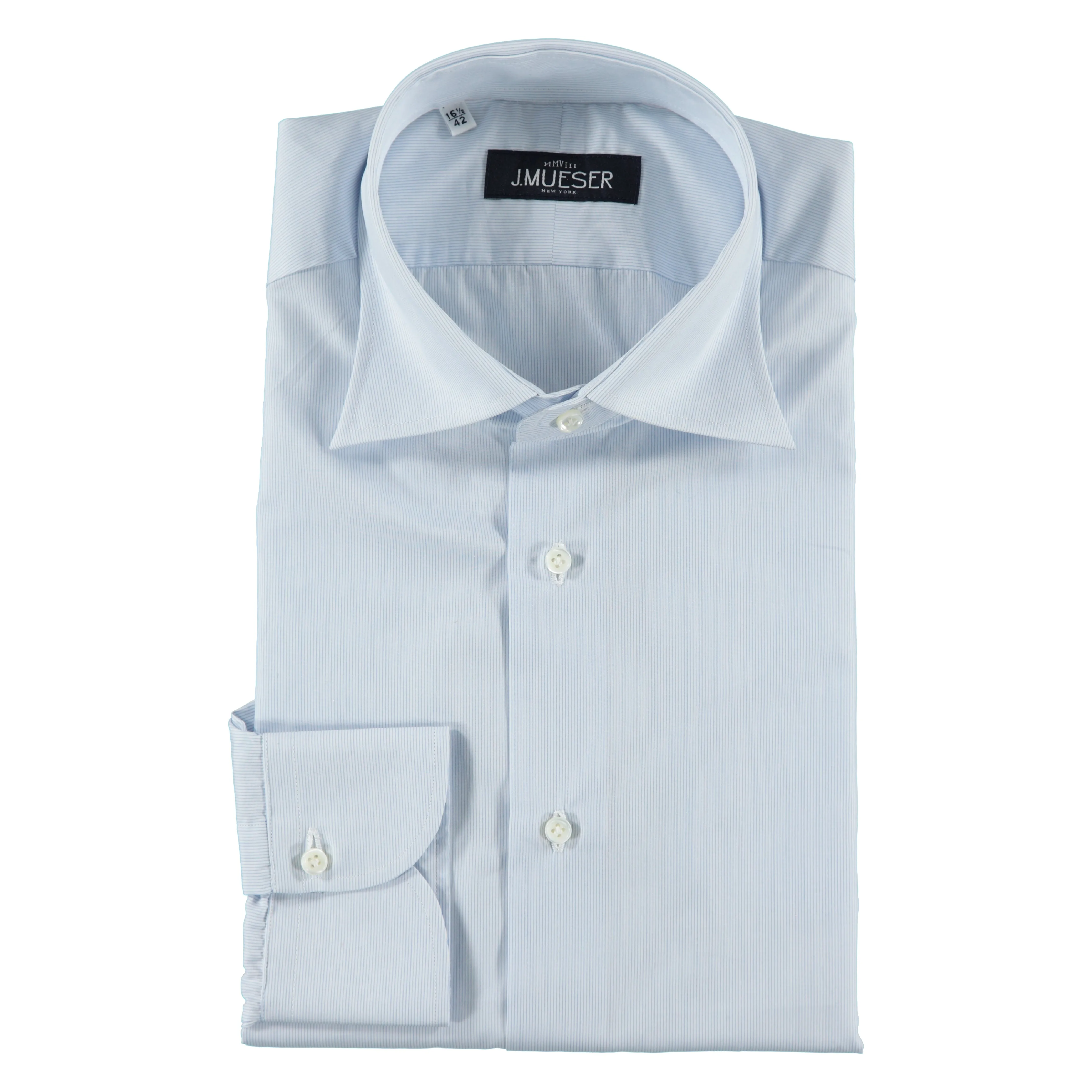 Blue Fine Stripe Spread Collar Shirt