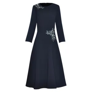 Bonnie O Neck Long Sleeve Embroidery Sequins High Waist Slim Mini Dress
