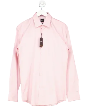 BOSS Pink Slim Fit Shirt In Easy Iron Stretch Cotton Poplin UK L