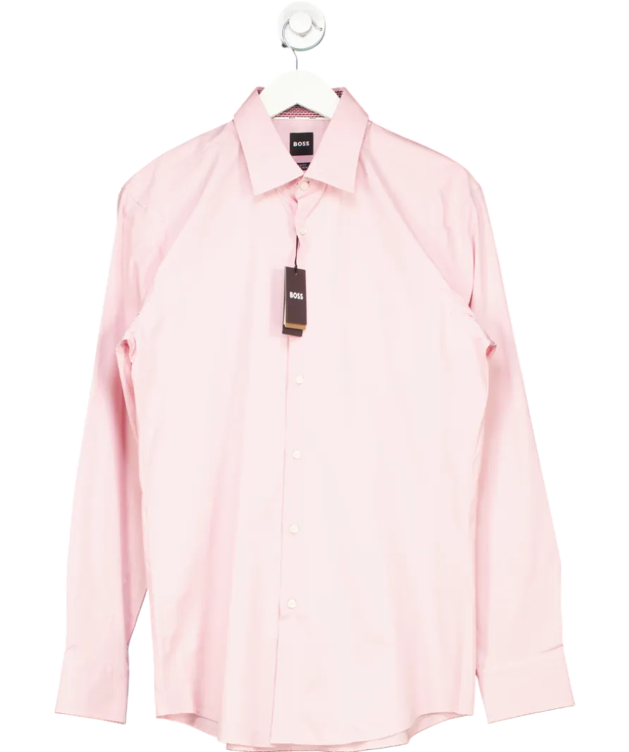 BOSS Pink Slim Fit Shirt In Easy Iron Stretch Cotton Poplin UK L
