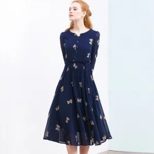Casual Cute O-Neck Women Party Long Dresses