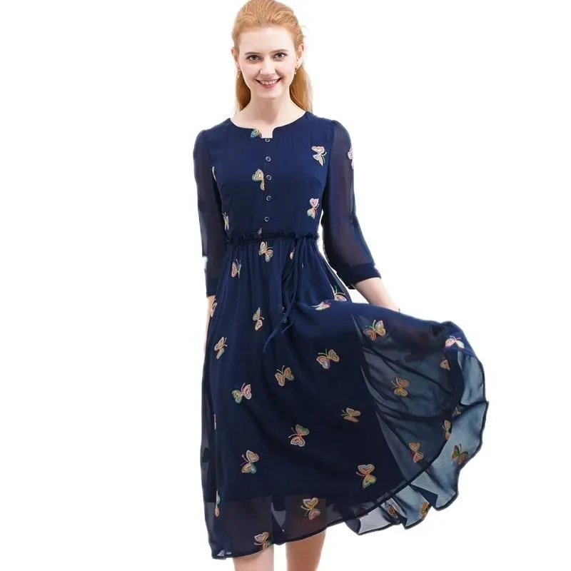 Casual Cute O-Neck Women Party Long Dresses