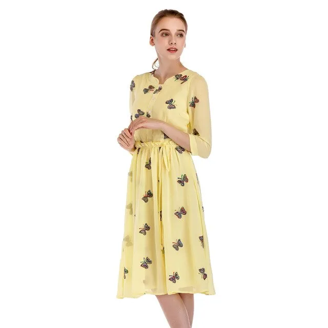 Casual Cute O-Neck Women Party Long Dresses