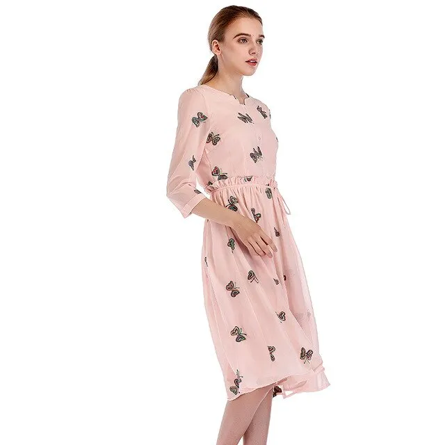 Casual Cute O-Neck Women Party Long Dresses