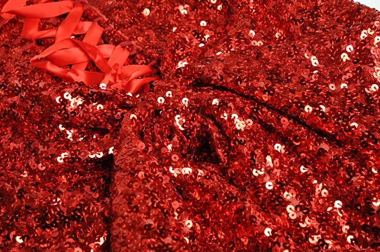 Cataleya Diamond Sequins Frenulum High Waist Slim Long Dress