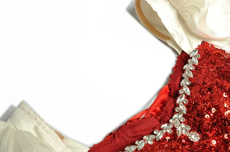Cataleya Diamond Sequins Frenulum High Waist Slim Long Dress
