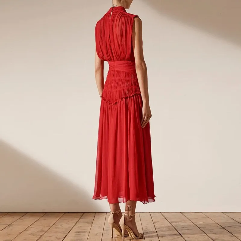 Chiffon Ruched Dress For Women