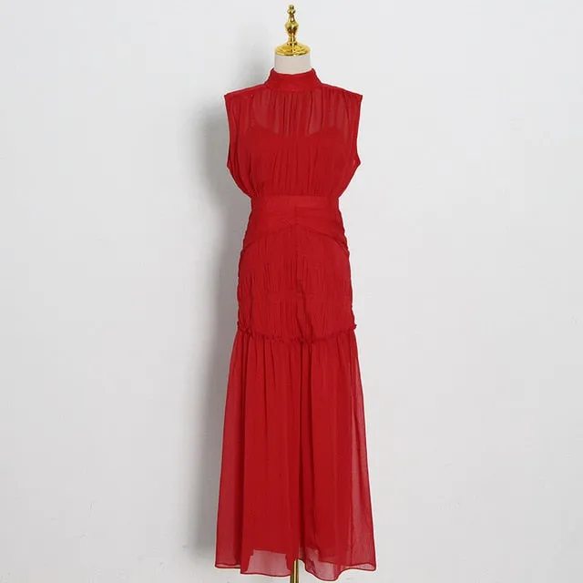 Chiffon Ruched Dress For Women