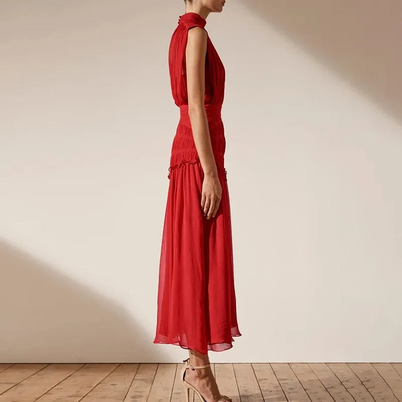 Chiffon Ruched Dress For Women