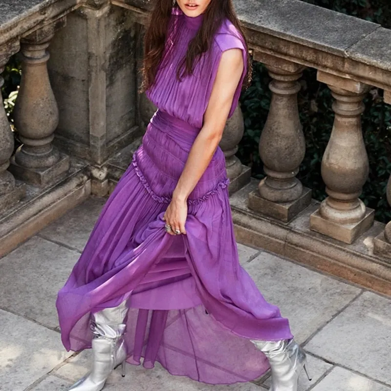 Chiffon Ruched Dress For Women