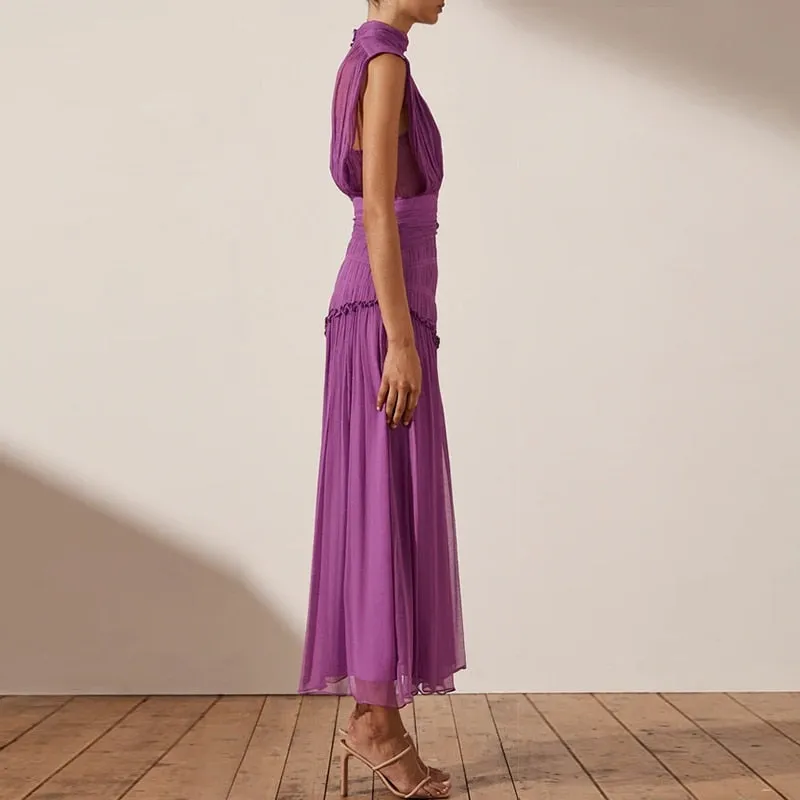Chiffon Ruched Dress For Women