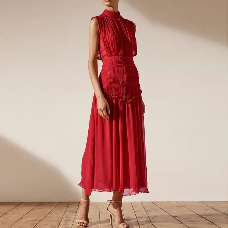 Chiffon Ruched Dress For Women