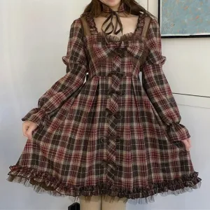 Chocolate Plaid Dress SD00258