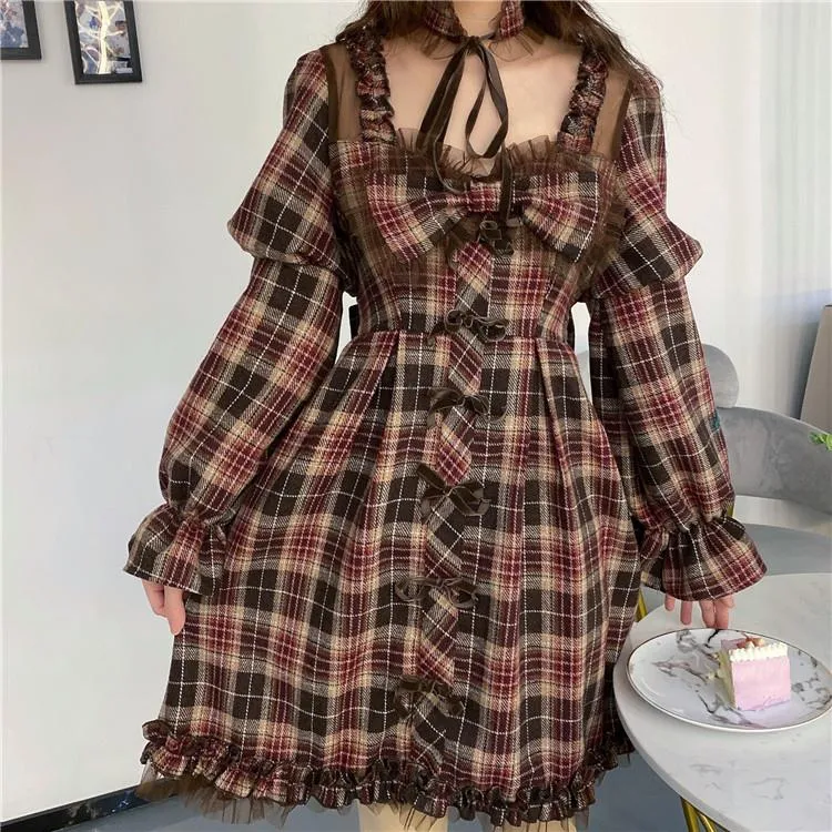Chocolate Plaid Dress SD00258