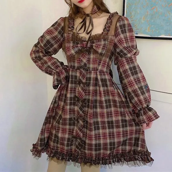 Chocolate Plaid Dress SD00258