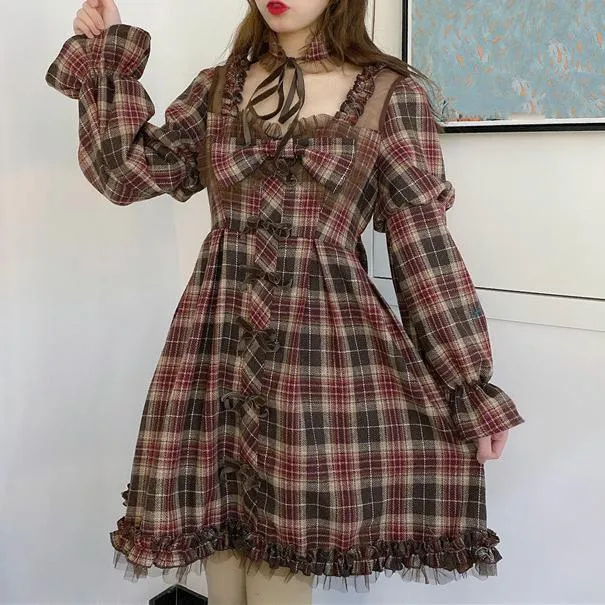Chocolate Plaid Dress SD00258