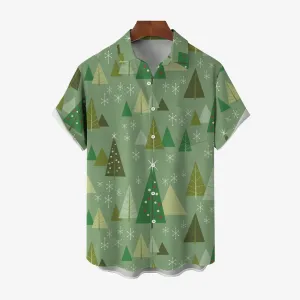 Christmas Tree Geometric Print Short Sleeve Shirt 2410006306