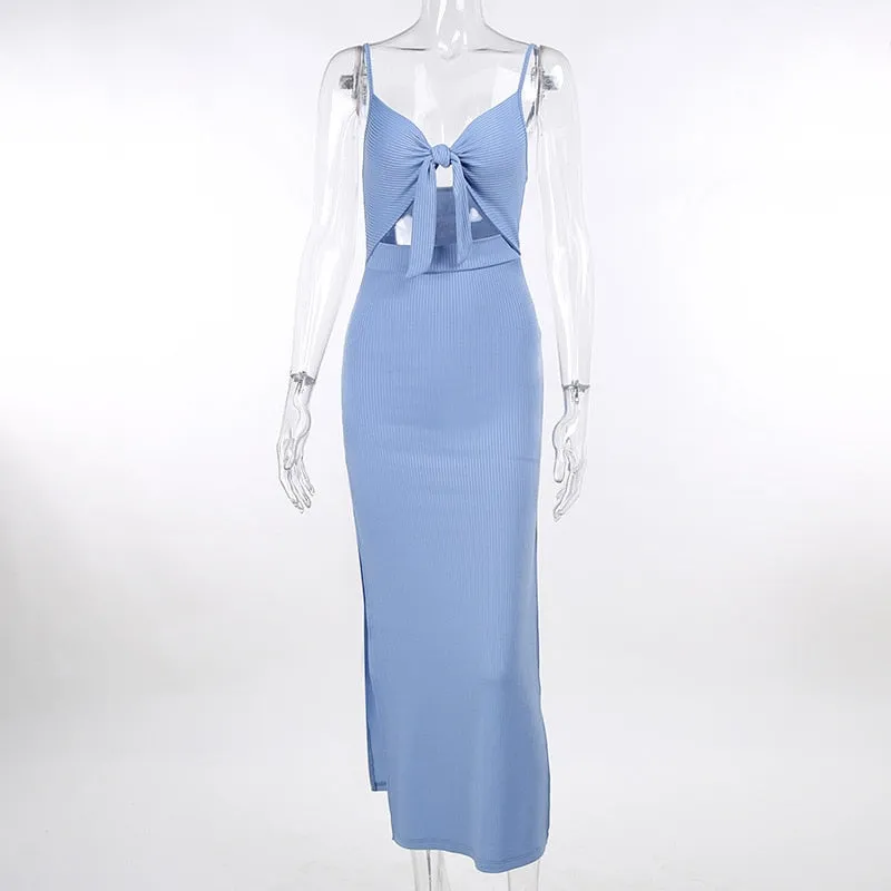 CNYISHE Sexy Backless Long Dress Fashion Women Bandage Cut Out Split Bodycon Dress 2021 Ladies Party Club Maxi Dresses Vestidos