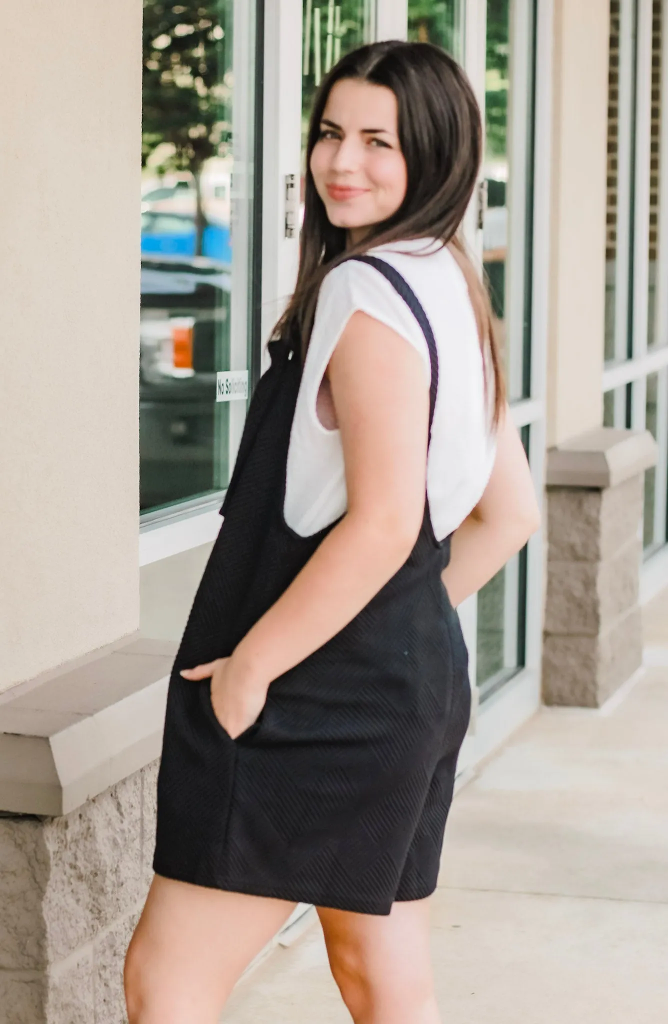 Dancing in the Rain Black Textured Romper