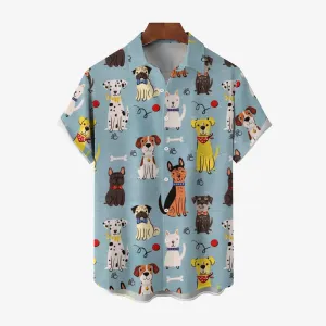 Dogs Cartoon Casual Large Size Short Sleeve Shirt 2407004410