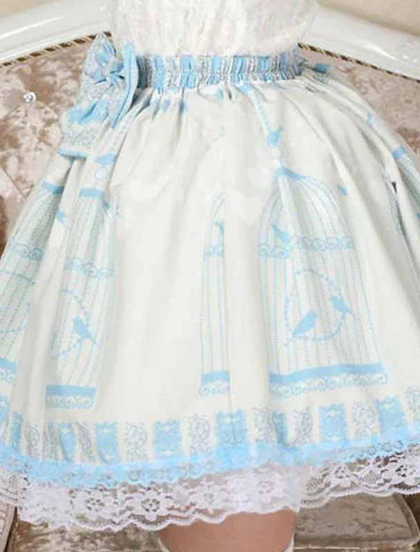 Elegant Blue Lace Bow Lolita Skirt