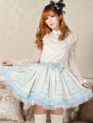 Elegant Blue Lace Bow Lolita Skirt