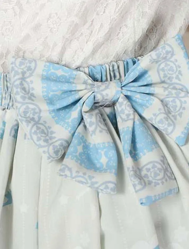 Elegant Blue Lace Bow Lolita Skirt