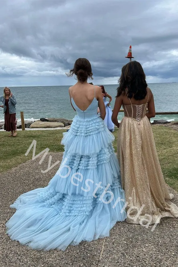 Elegant V-neck Sleeveless A-line Long Prom Dress,PDS1116